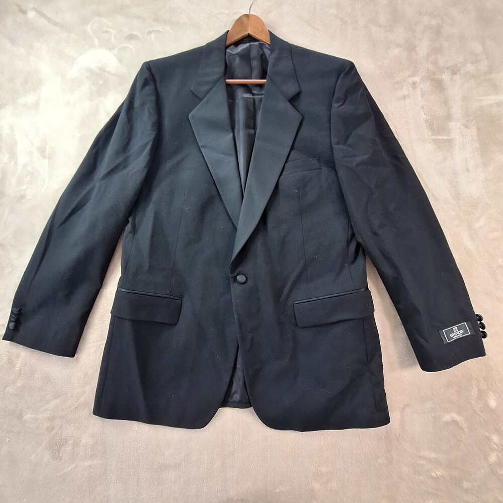 Vintage Givenchy Monsieur Tuxedo Jacket Men's 40 Black Wool Union Made USA
